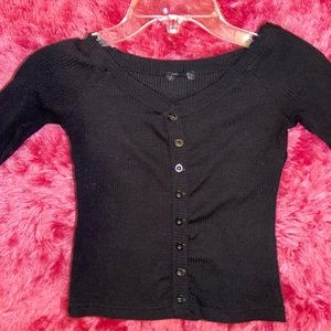 black off the shoulder cropped top